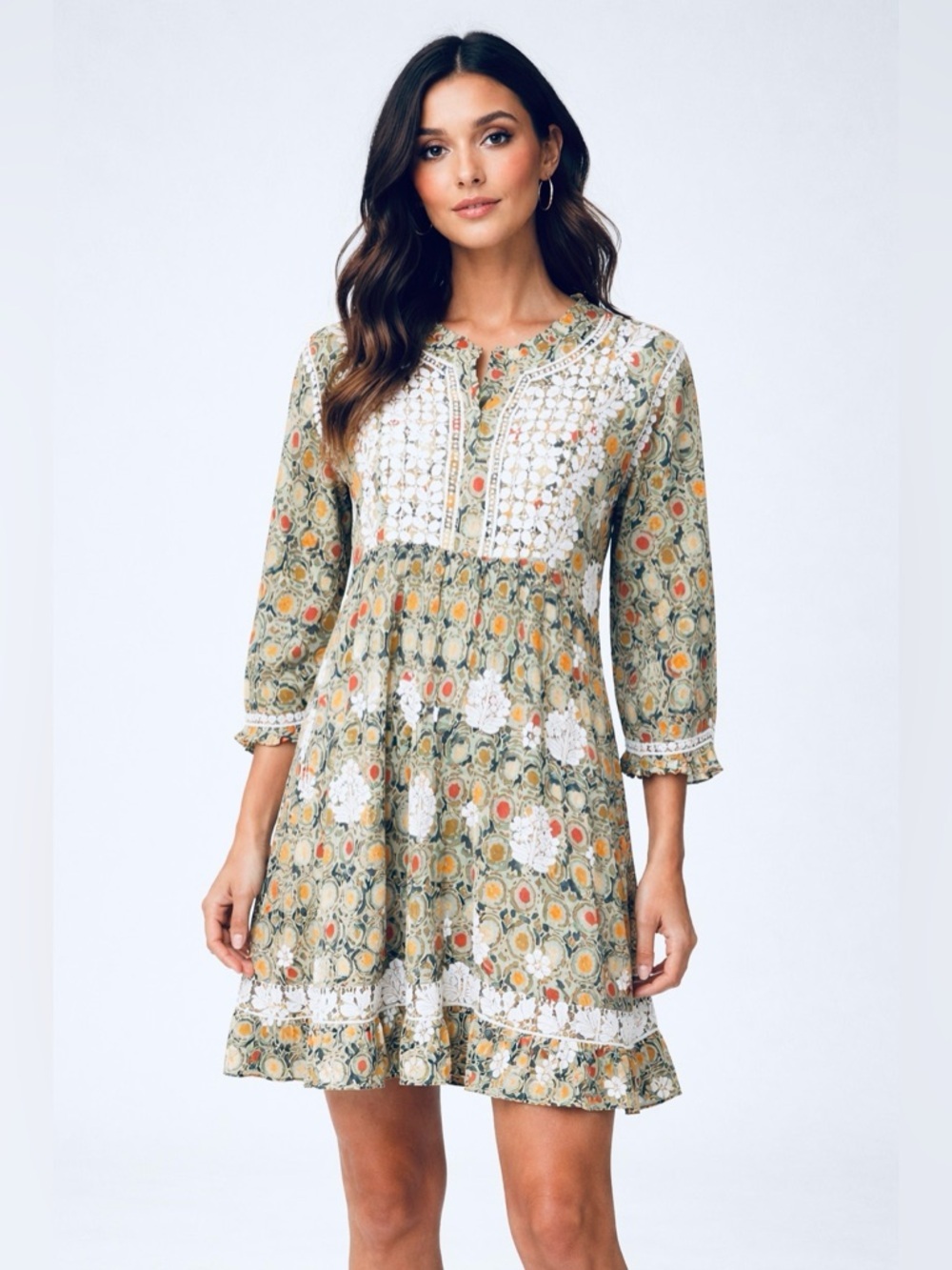 Boho Floral
Embroidered Tunic
Top | Olive Green
Multicolor | Peasant
Style M/L